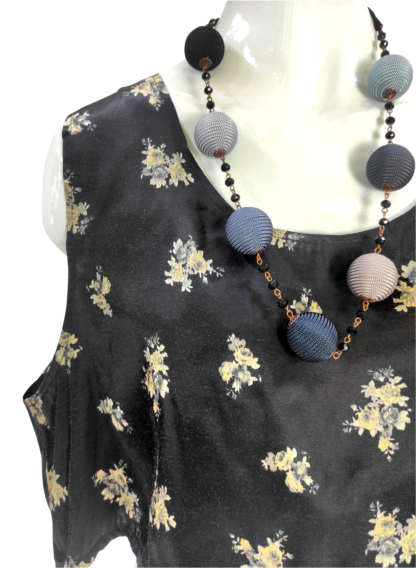 Canottiera TOP Raso Fiori Nero