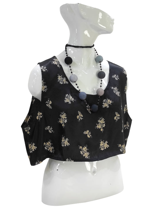Canottiera TOP Raso Fiori Nero