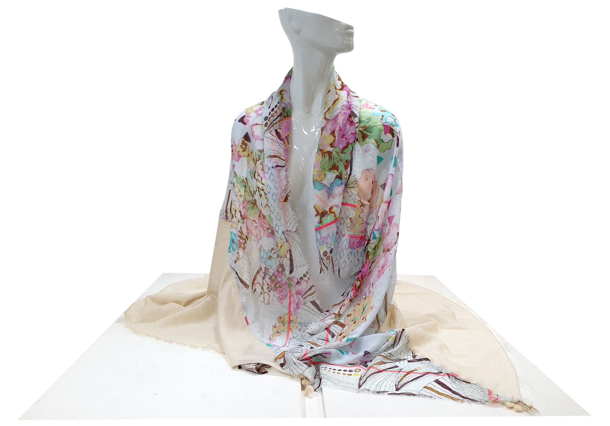 Foulard Floreale Beige