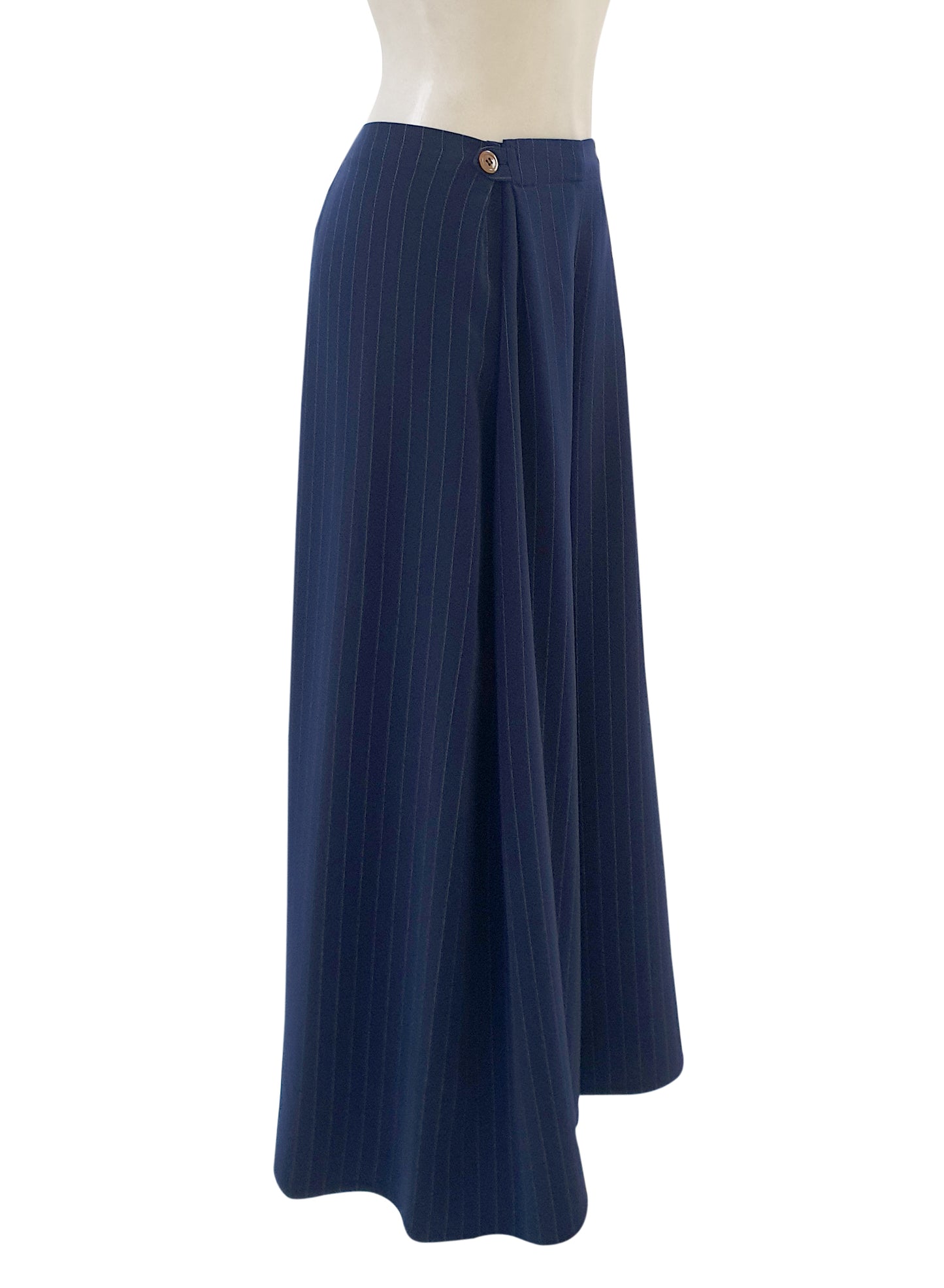 Pantalone BOTTONE Rigato Blu