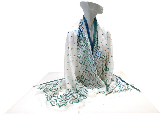 Scialle Jacquard  Turchese Verde