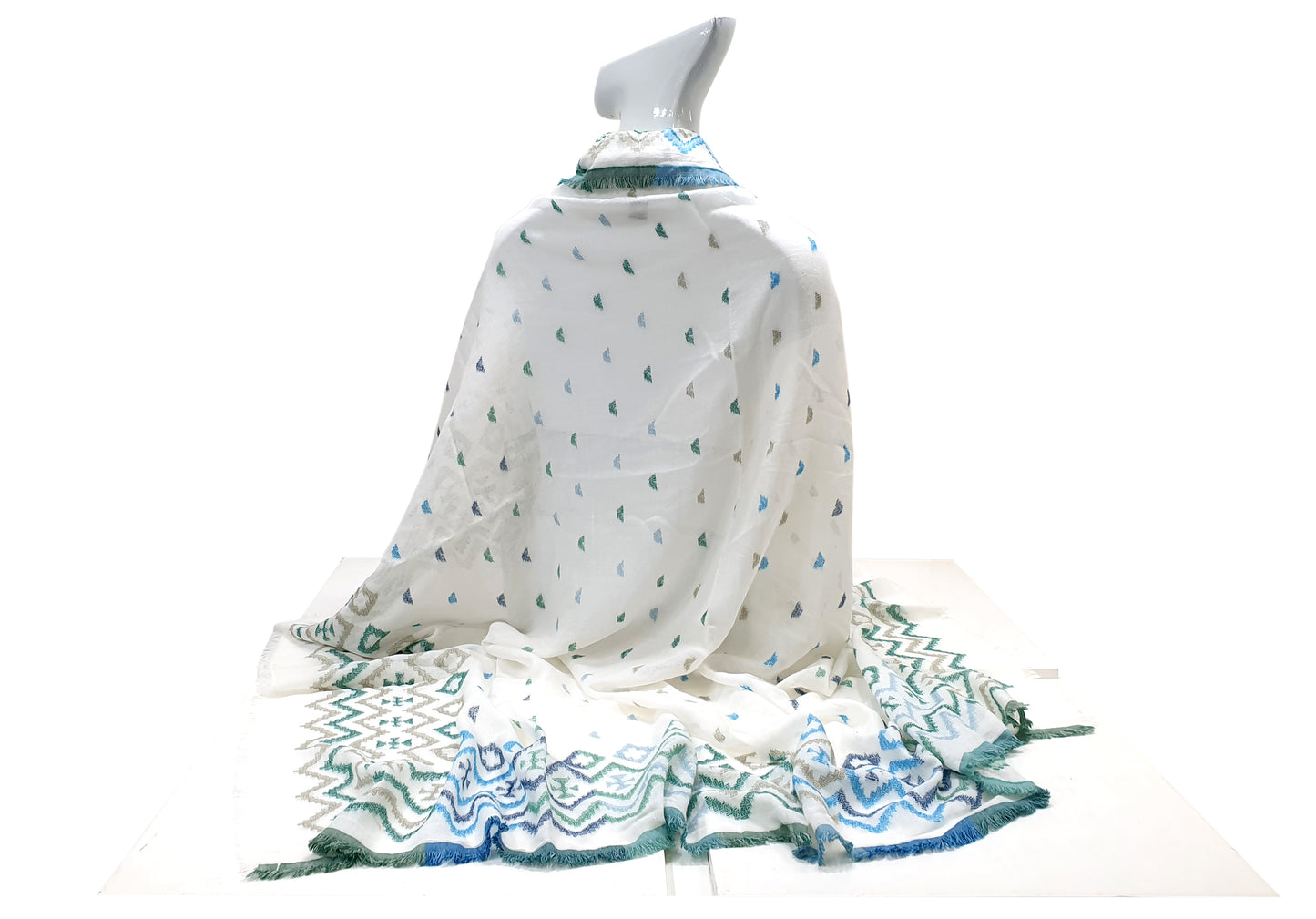 Scialle Jacquard  Turchese Verde